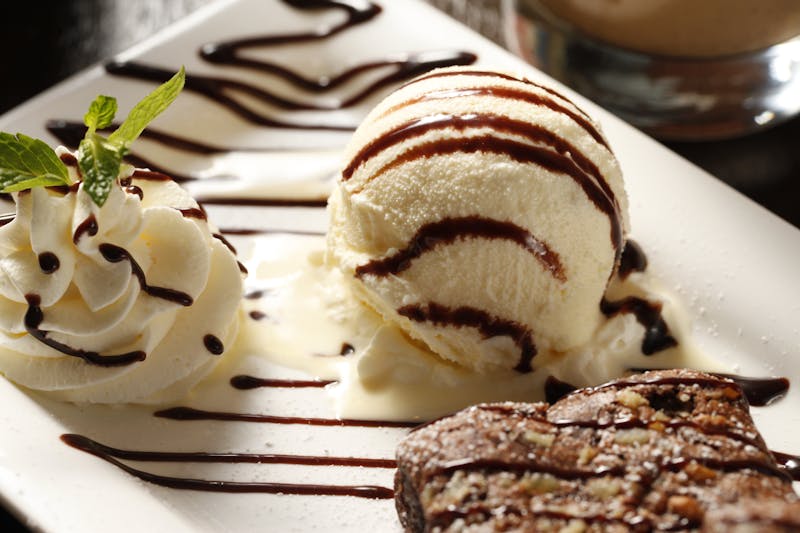 Chocolate lava cake warm chocolate dessert with ice cream